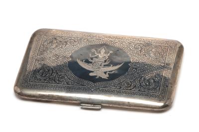 Thai Niello Silver Cigarette Case with Vishnu on Garuda