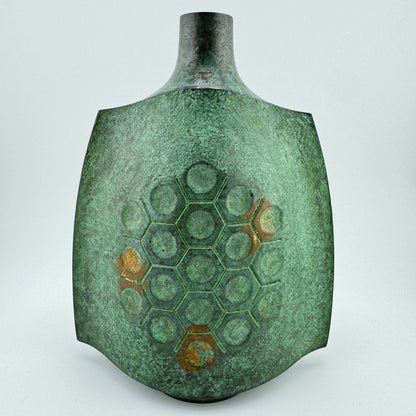 Ohaka Mitsuru Green Bronze Vase, 20th Century