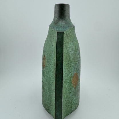 Ohaka Mitsuru Green Bronze Vase, 20th Century