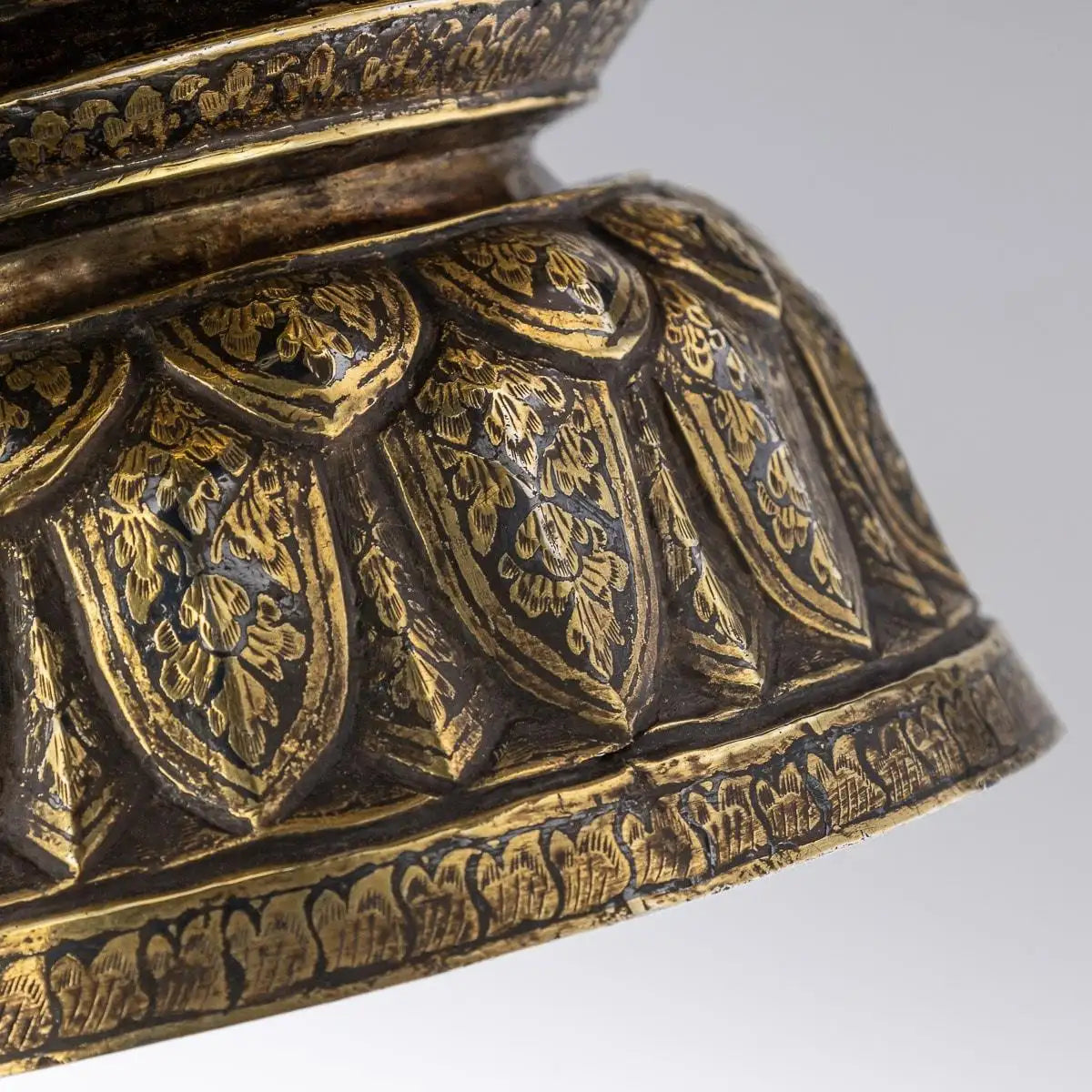 Thai Solid Silver-Gilt Niello Enamel Bowl, 19th Century