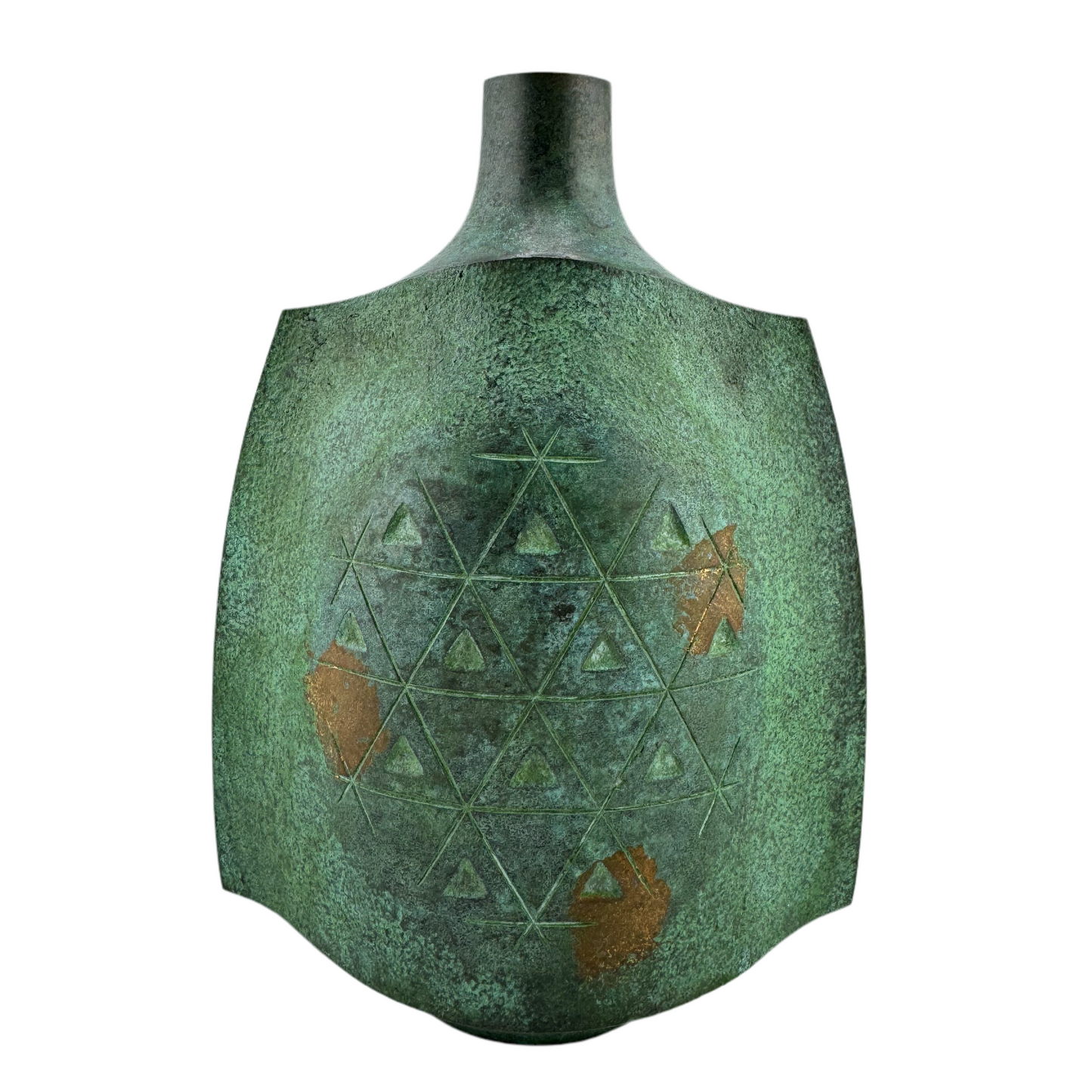 Ohaka Mitsuru Green Bronze Vase, 20th Century