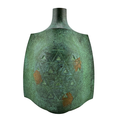 Ohaka Mitsuru Green Bronze Vase, 20th Century